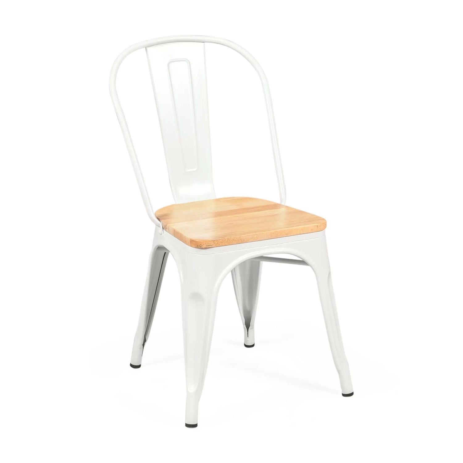 Stackable chair Bistro: Industrial style, matte steel and solid wood