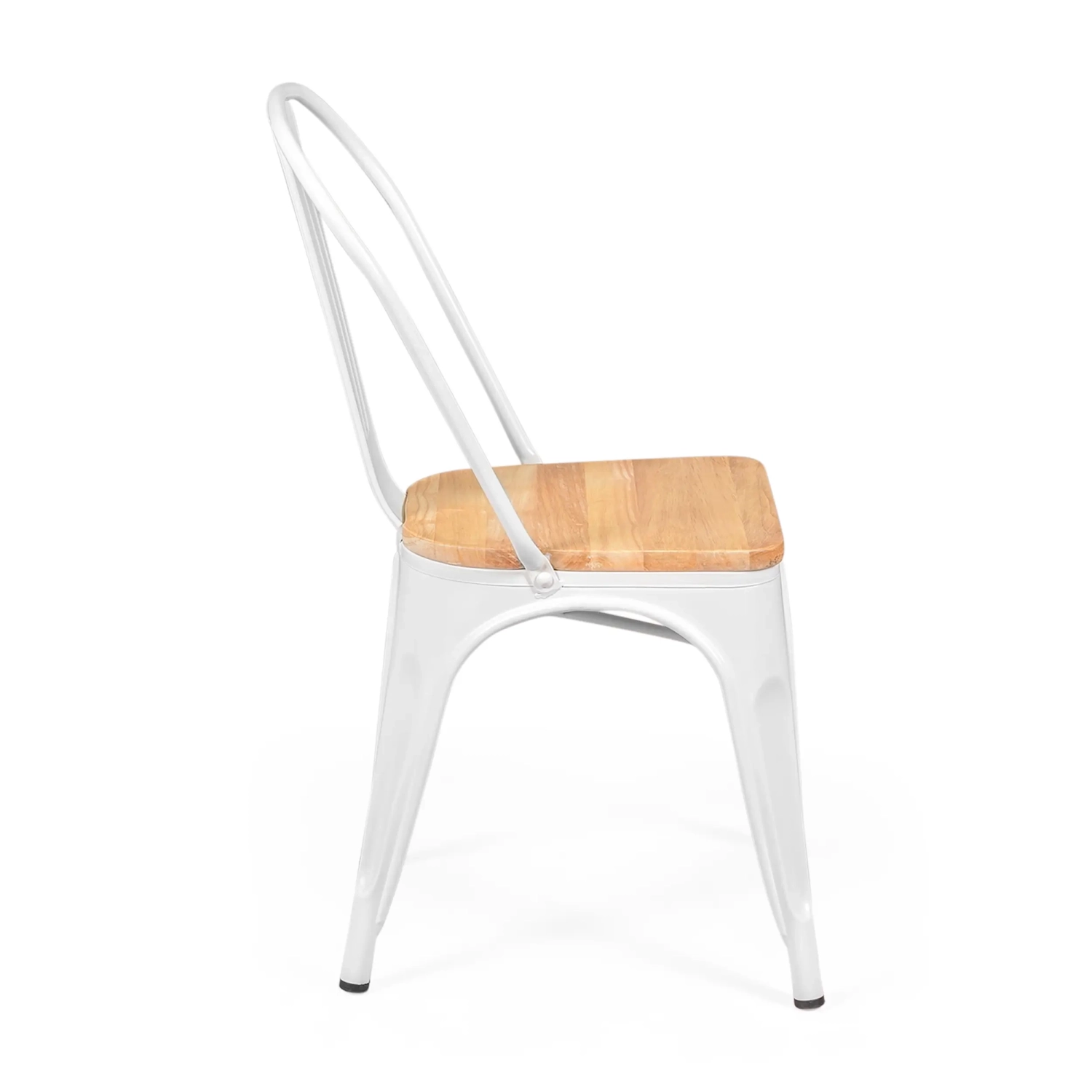 Stapelbare stoel Bistro | Mat staal en massief hout, industriële stijl