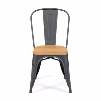 Sedia impilabile Bistro | Acciaio opaco e legno massiccio, stile industriale
