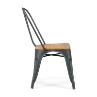 Stackable chair Bistro: Industrial style, matte steel and solid wood