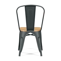 Silla Bistro apilable | Acero matte y madera maciza estilo industrial