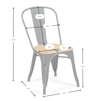 Chaise empilable Bistro | Acier mat et bois massif, style industriel