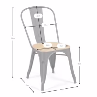 Sedia impilabile Bistro | Acciaio opaco e legno massiccio, stile industriale