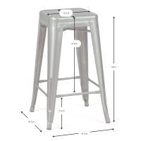 Barstoel industrieel Bistro 66 cm | staal stapelbaar glanzend of mat