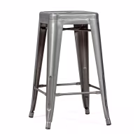 Sgabello Bistro industriale 66 cm | Acciaio impilabile lucido o opaco