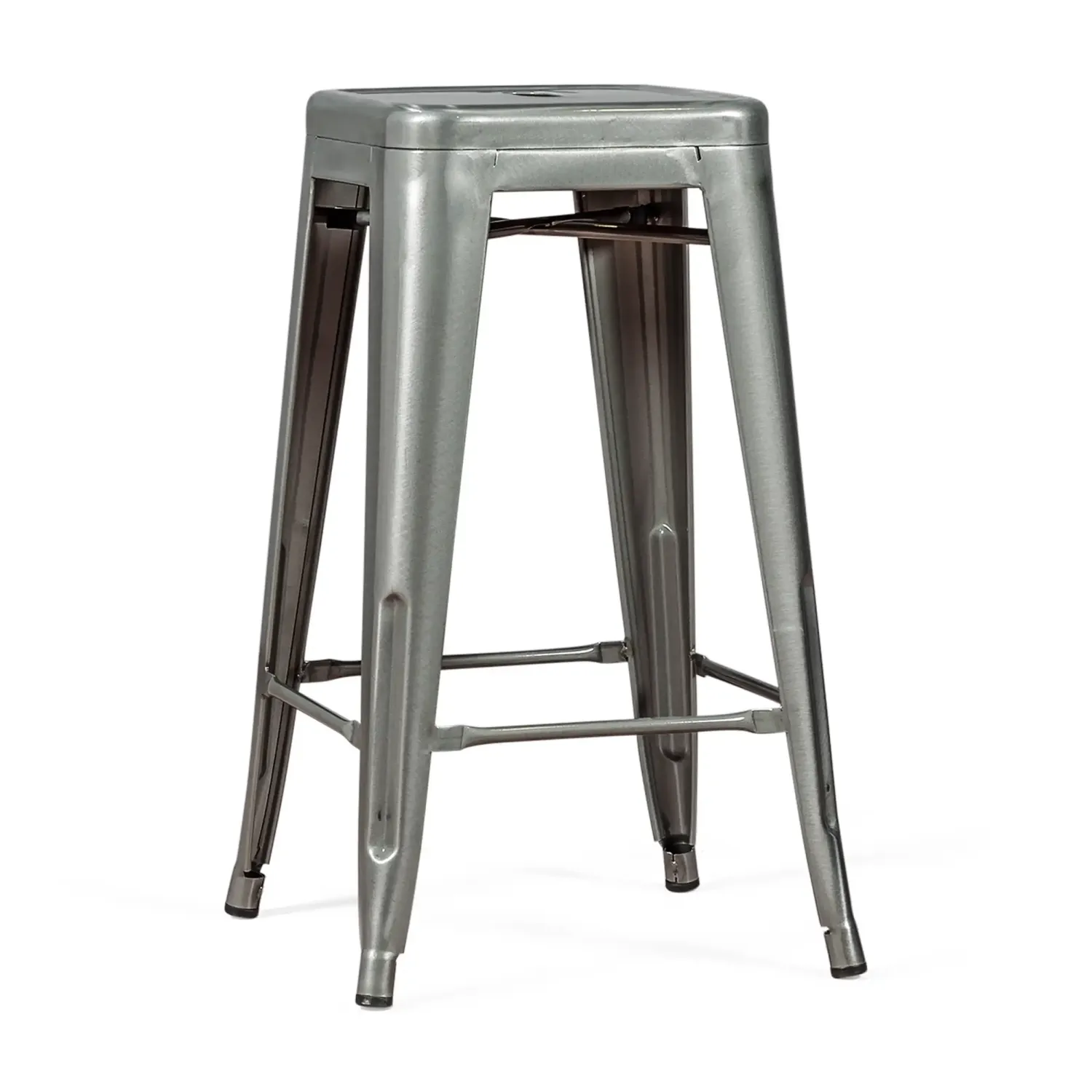 Sgabello Bistro industriale 66 cm | Acciaio impilabile lucido o opaco