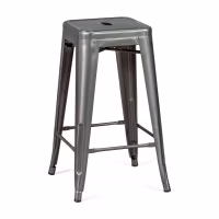 Sgabello Bistro industriale 66 cm | Acciaio impilabile lucido o opaco