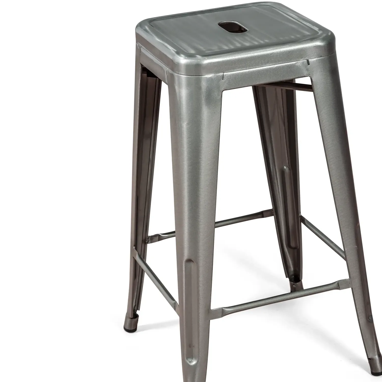 Sgabello Bistro industriale 66 cm | Acciaio impilabile lucido o opaco