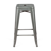 Tamborete industrial Bistro 66 cm | Aço empilhável brilhante ou mate