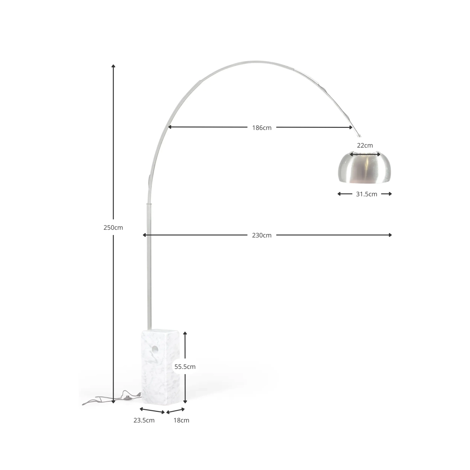 Lustre Manhattan en acier et marbre de Carrare | Luminaire design moderne