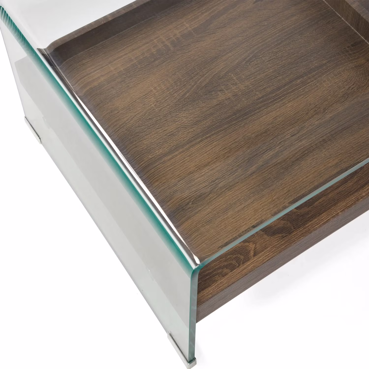Tavolino Pot : Vetro temperato con cassetto in legno