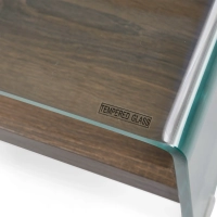 Tavolino Pot : Vetro temperato con cassetto in legno