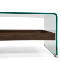 Couchtisch Pot : Gehärtetes Glas mit Holzschublade