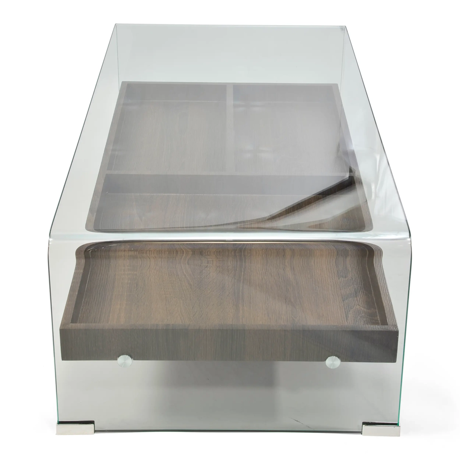 Salontafel Pot : Gehard glas met houten lade