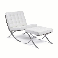 Cadeira Inspiration Barcelona com apoio para pés em couro - MuebleDesign