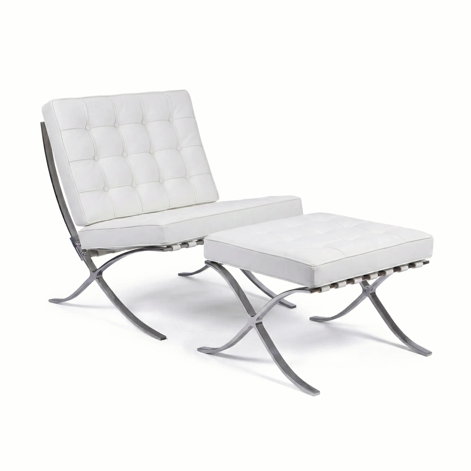 Inspiration Barcelona -tuoli ja keinonahkainen jalkatuki - MuebleDesign