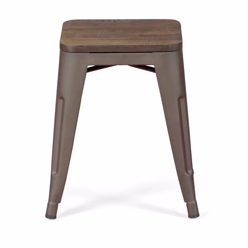 Sgabello industriale Basso Con Seduta In Legno Bistro Antique