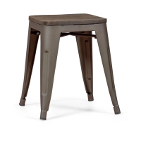Niedrige Hocker mit Holzsitzfläche Classic Bistro Antique - Industriedesign-Hocker und Stühle