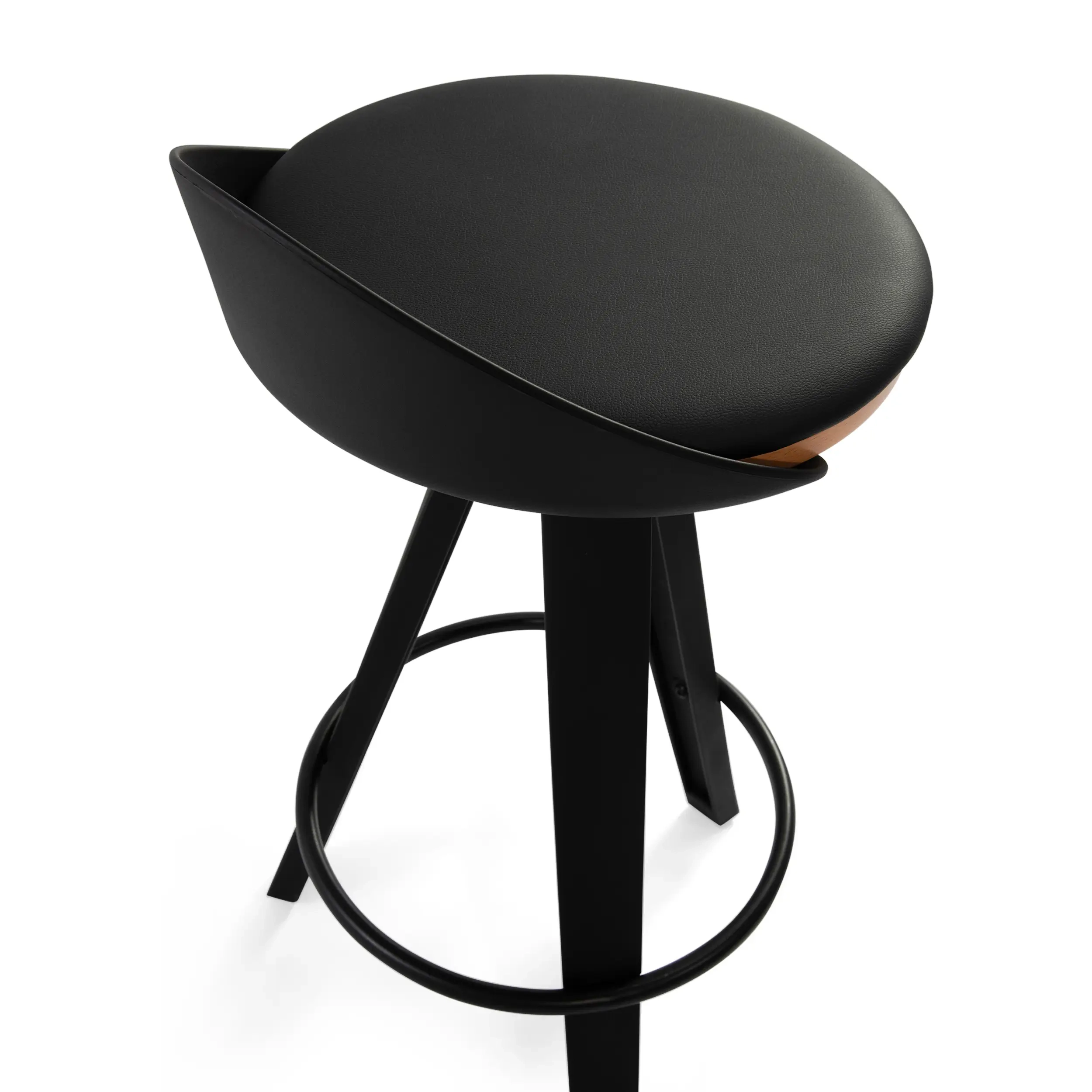 Sgabello Design Deco con sedile in faggio e similpelle