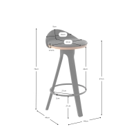 Sgabello Design Deco con sedile in faggio e similpelle