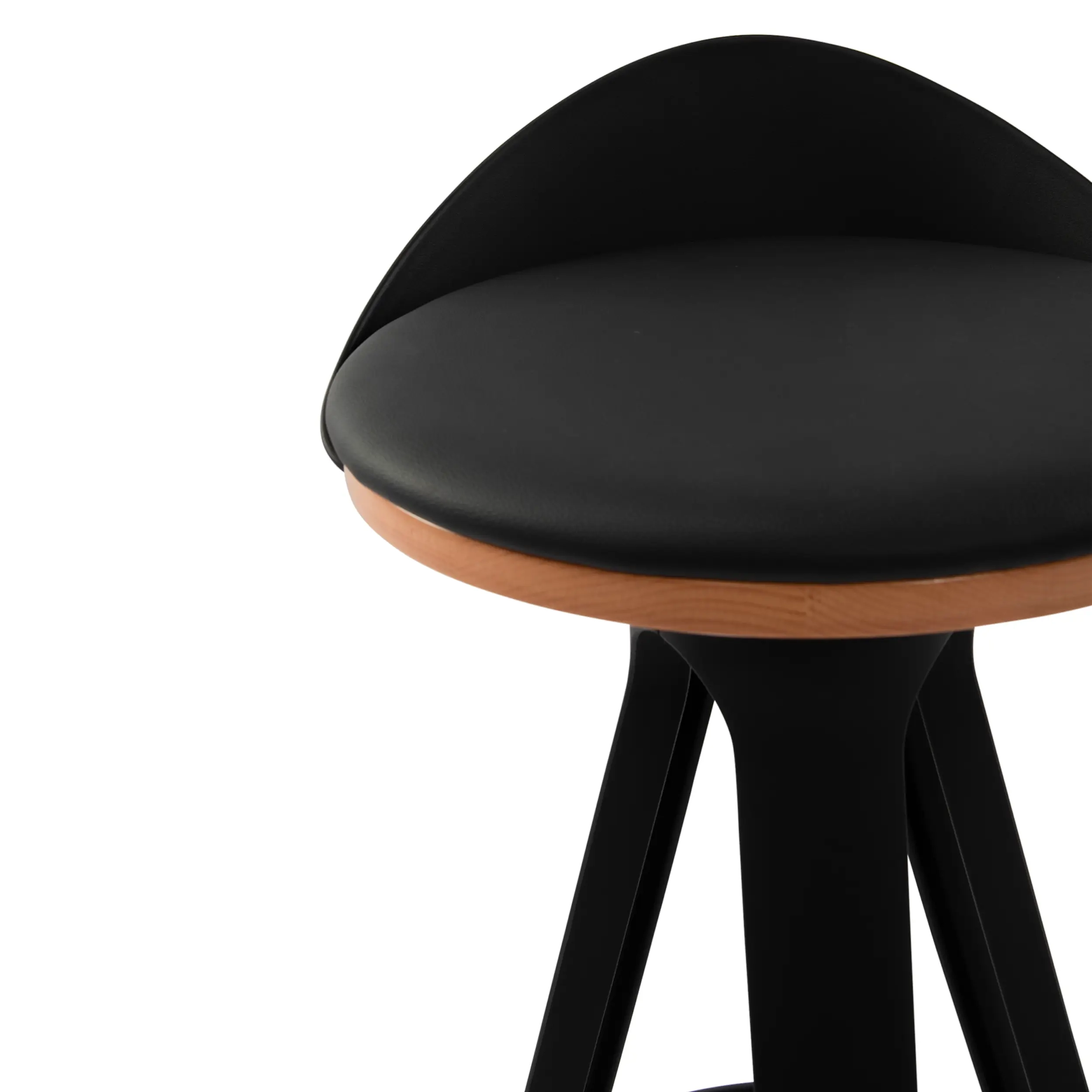 Sgabello Design Deco con sedile in faggio e similpelle