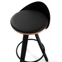 Sgabello Design Deco con sedile in faggio e similpelle
