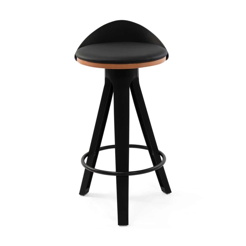 Sgabello Design Deco con sedile in faggio e similpelle
