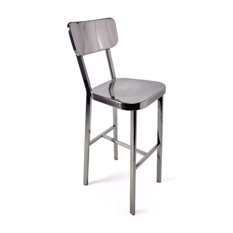 Sgabello acciaio inox cromato alto - Delawere