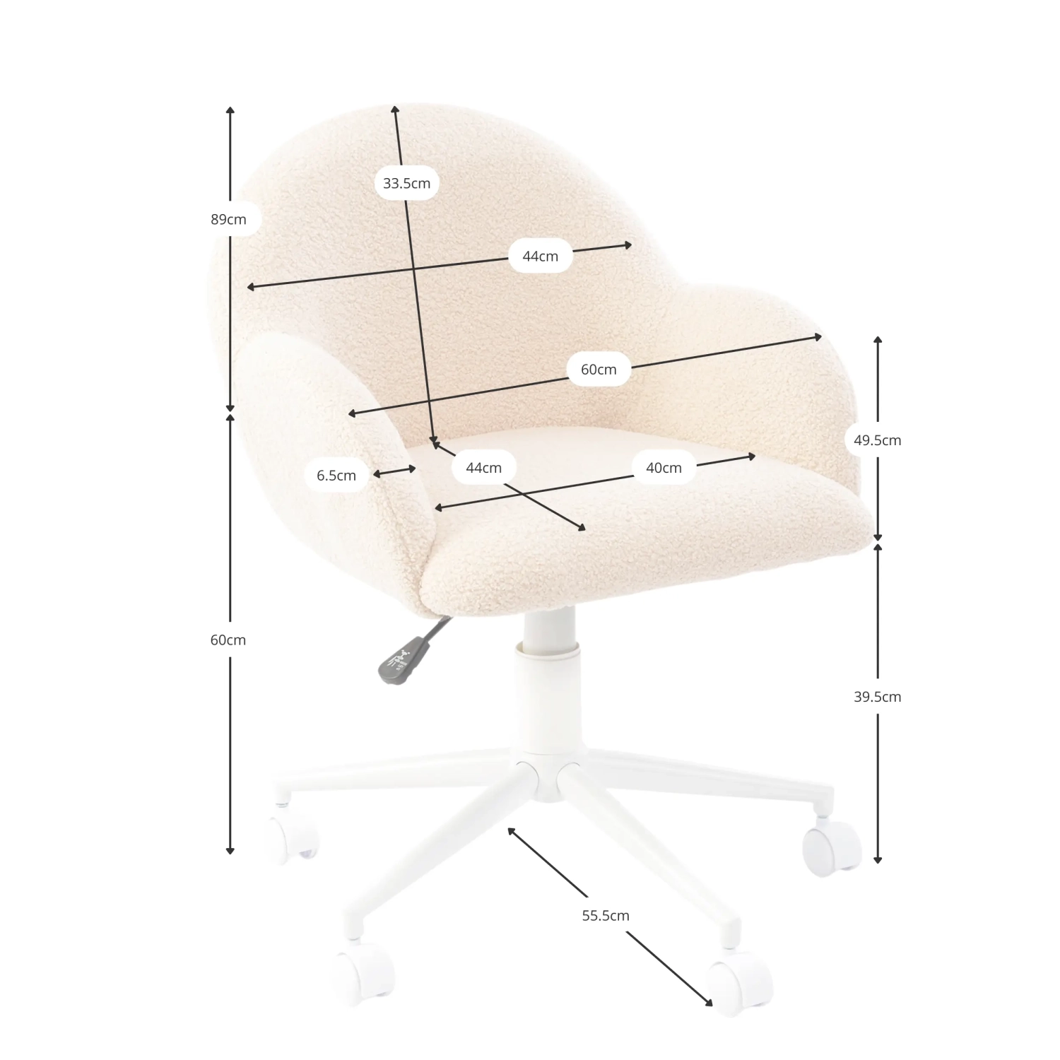 Silla de oficina bouclé con altura regulable - Notorius