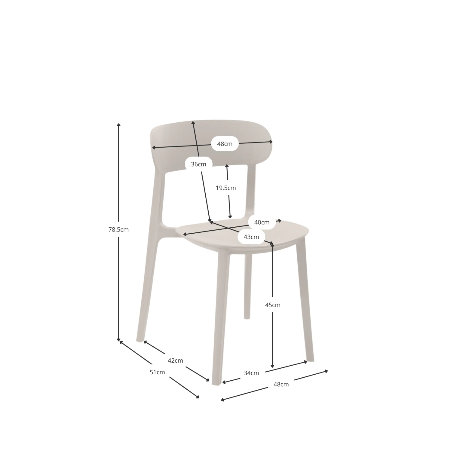 Stackable polypropylene design chair - Sun