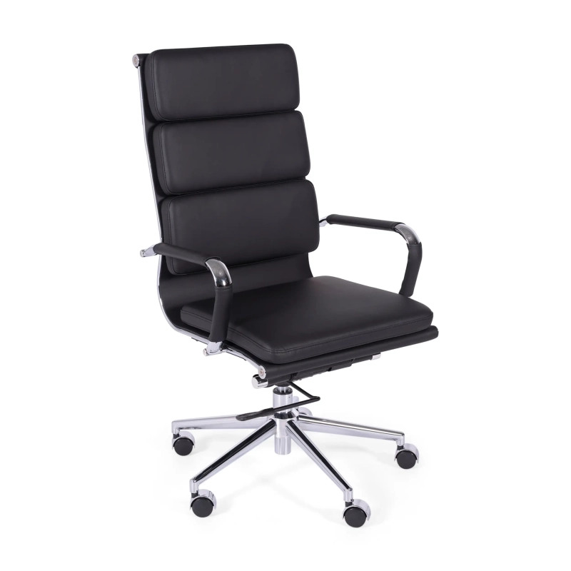 Sedia da ufficio in pelle italiana Task con schienale alto e design elegante