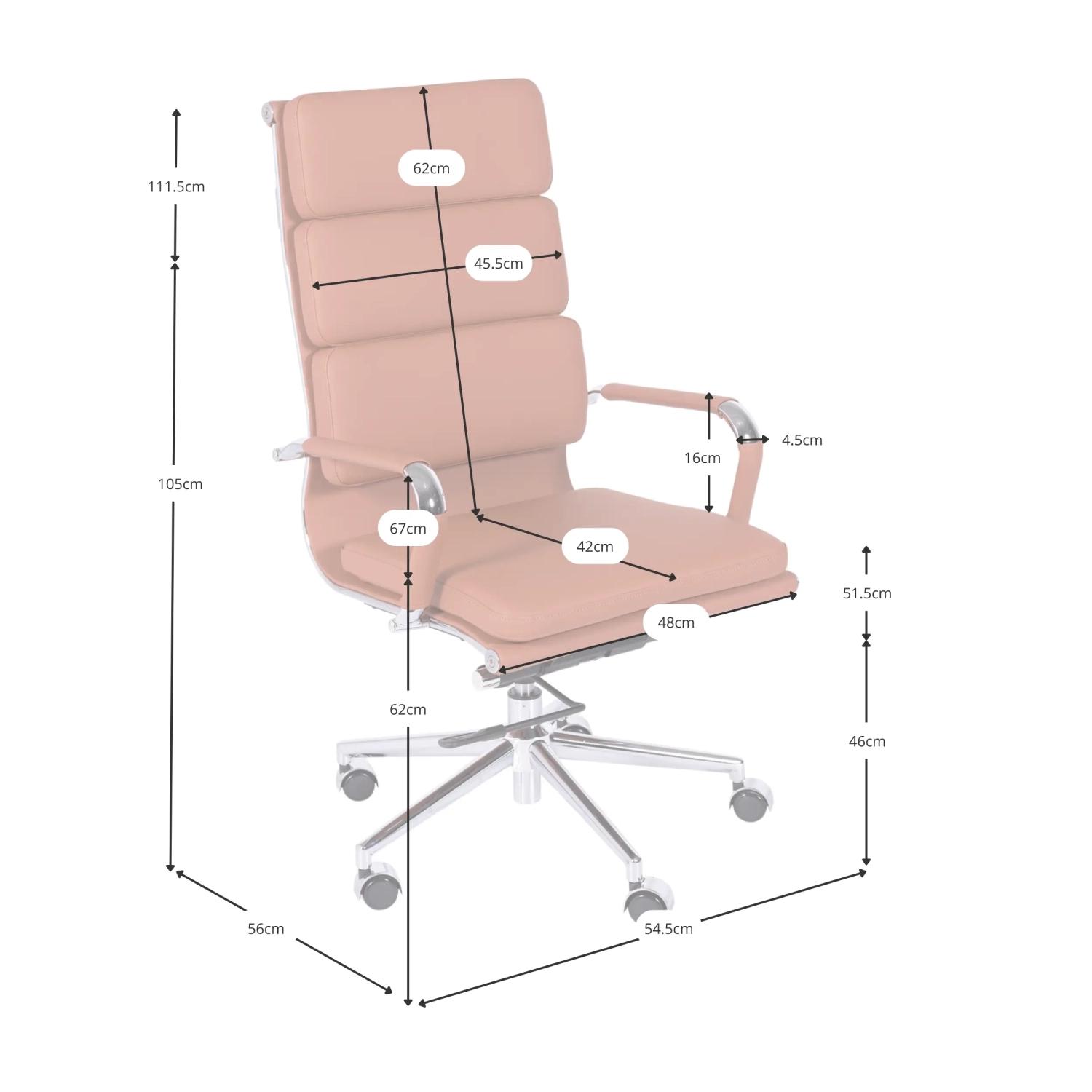 Task Italian Leather Office Chair with High Back | Elegant Design