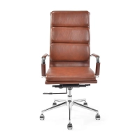 Úkolová italská kožená kancelářská židle s vysokým opěradlem | Elegantní design
