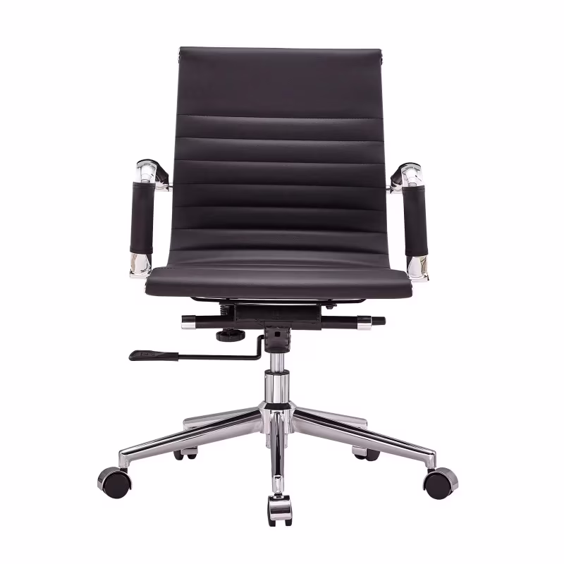 Sedia da ufficio Task con schienale basso in pelle italiana - Stile e comfort