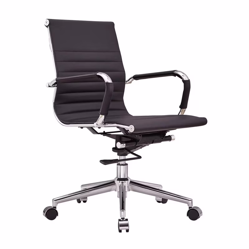 Sedia da ufficio Task con schienale basso in pelle italiana - Stile e comfort