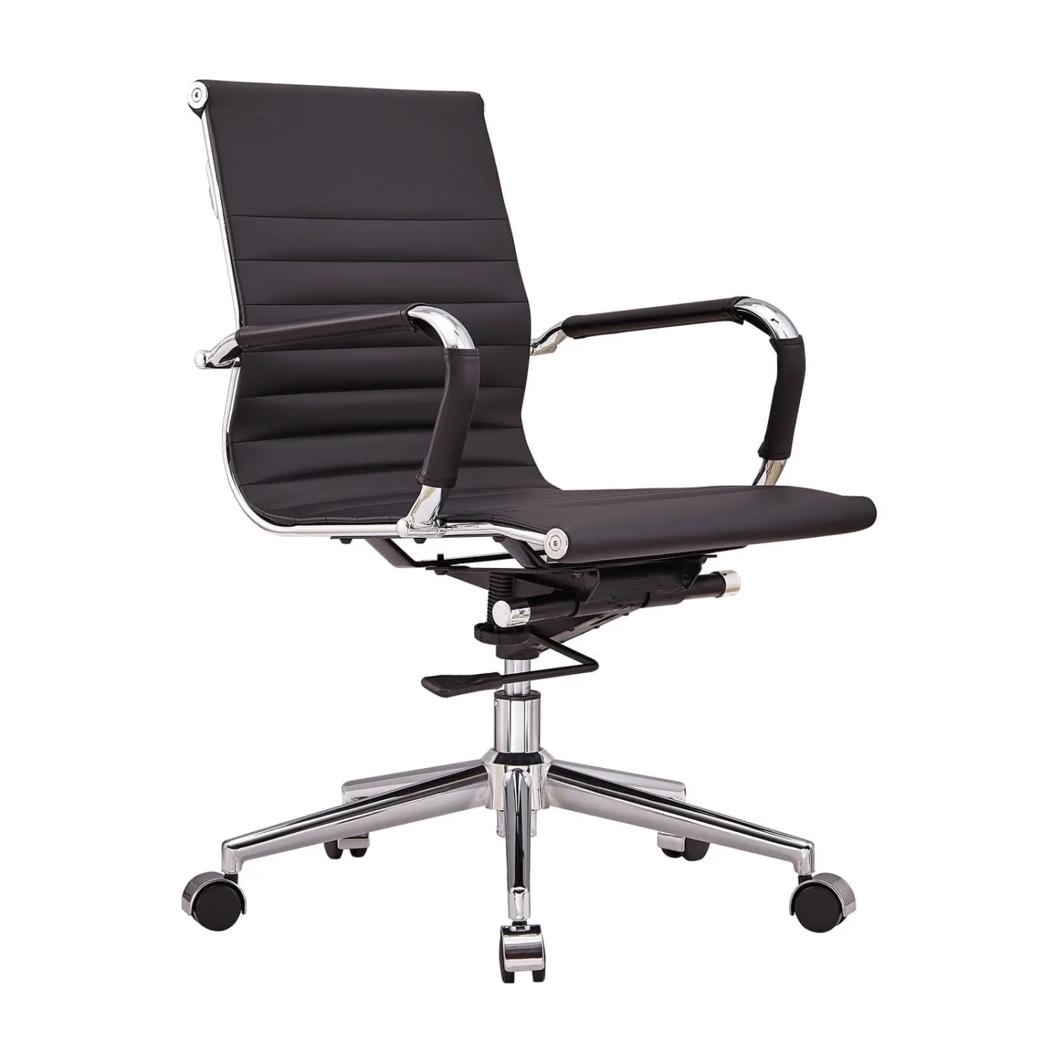 Silla de oficina Task de cuero italiano con respaldo bajo | Estilo y confort