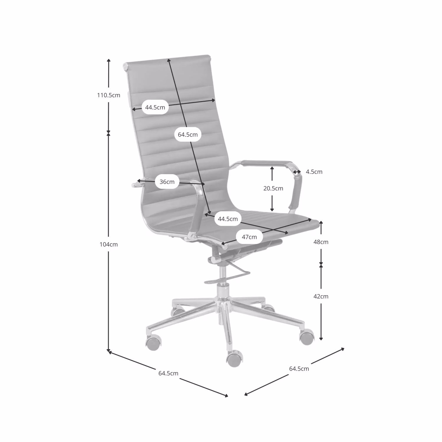 Sedia da ufficio Task con schienale alto in pelle italiana | Ergonomia e stile professionale