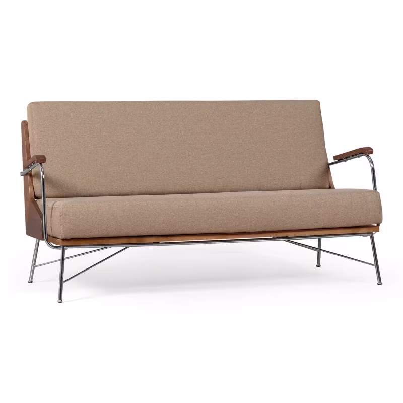Divano industriale Daneu imbottito in cotone-Divani in legno-Mobilie Design