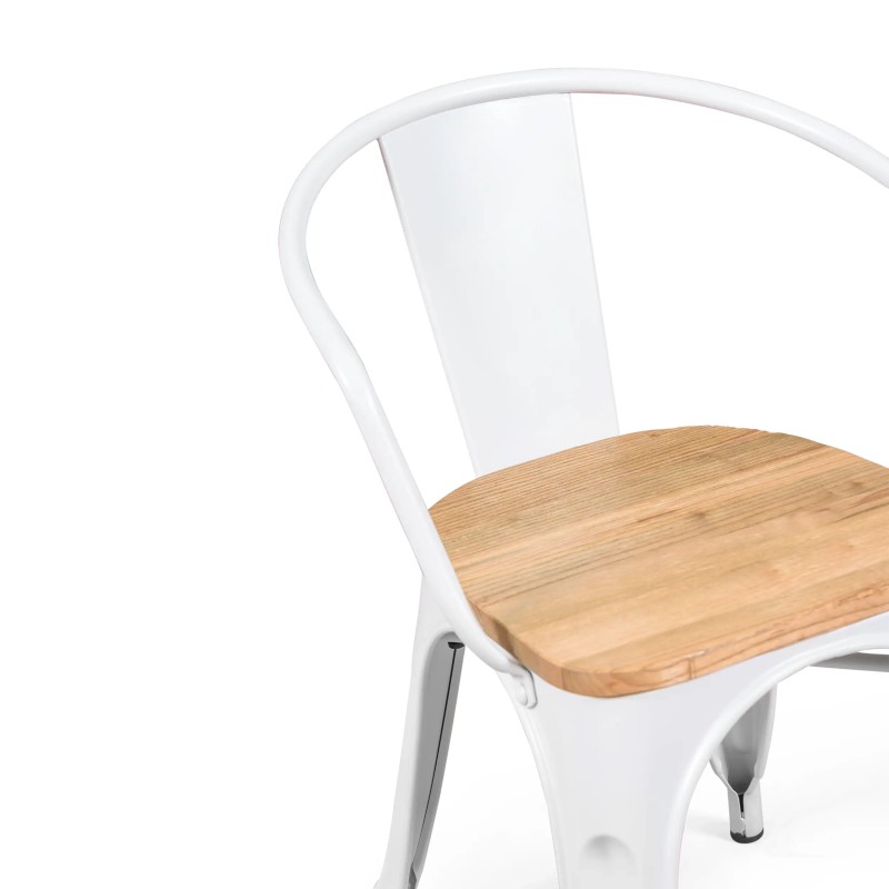 Bistro Sedia con braccioli in legno | Sedia industriale con braccioli e seduta in legno