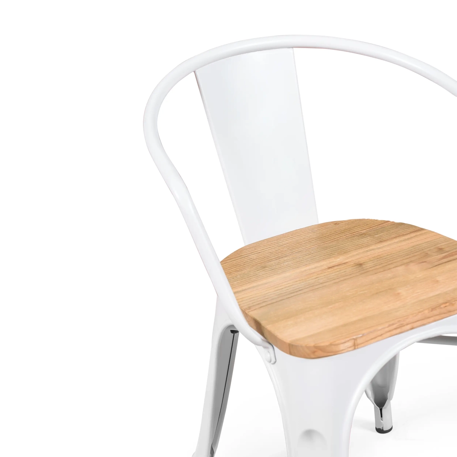 Bistro Arms Wood Chair | Industrial Chair with Armrests and Wooden Seat