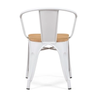 Bistro Arms Wood Chair | Industrial Chair with Armrests and Wooden Seat