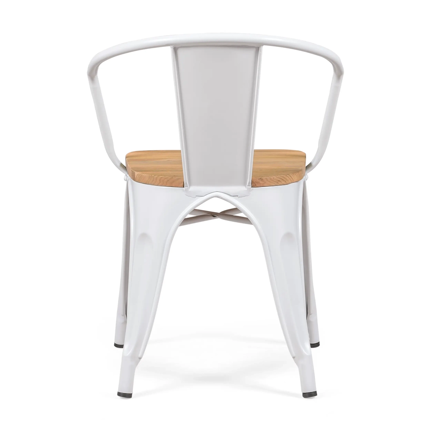 Bistro Arms Wood Chair | Industrial Chair with Armrests and Wooden Seat