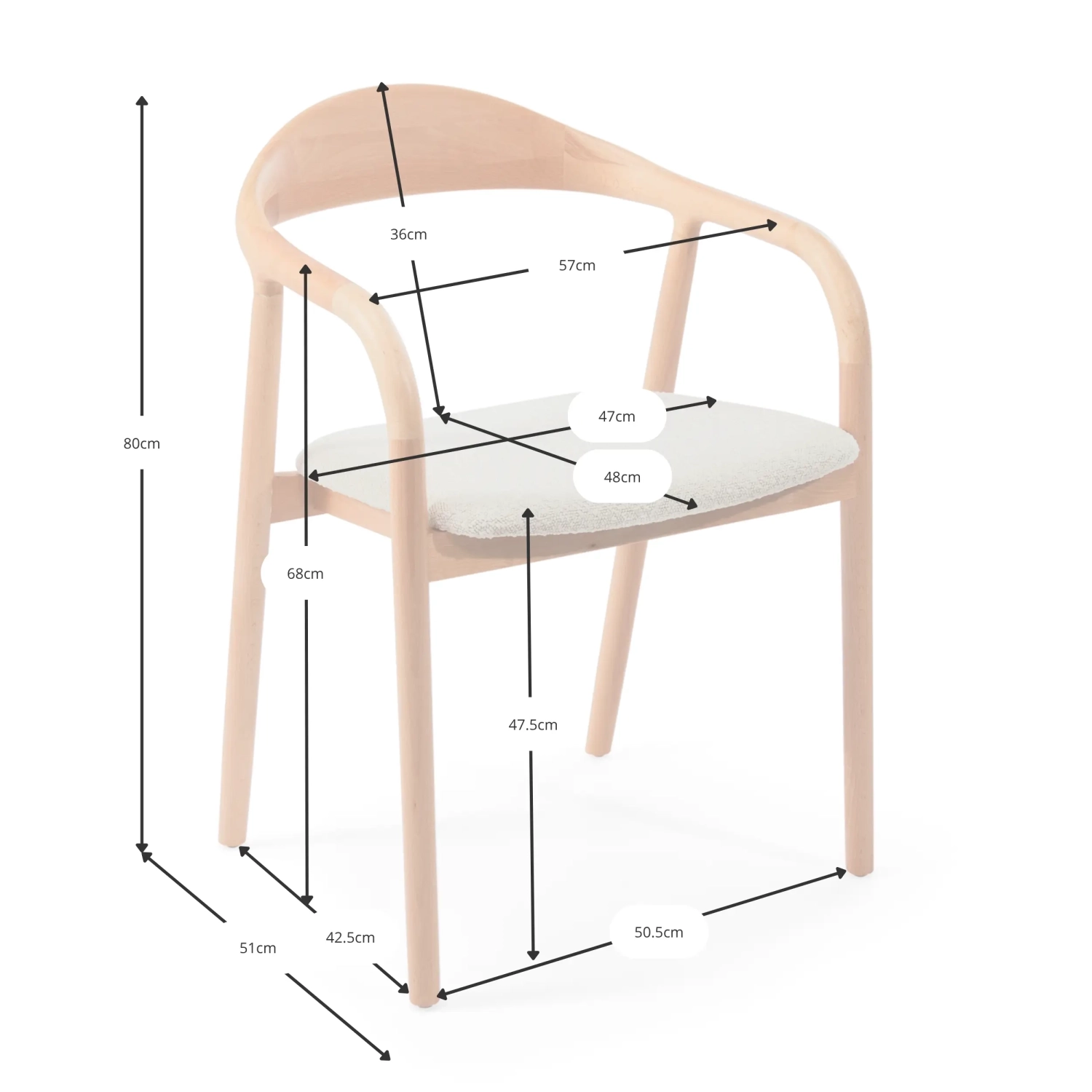 Warsow Nordic Dining Chair in Natural Wood | Elegant & Comfortable Design