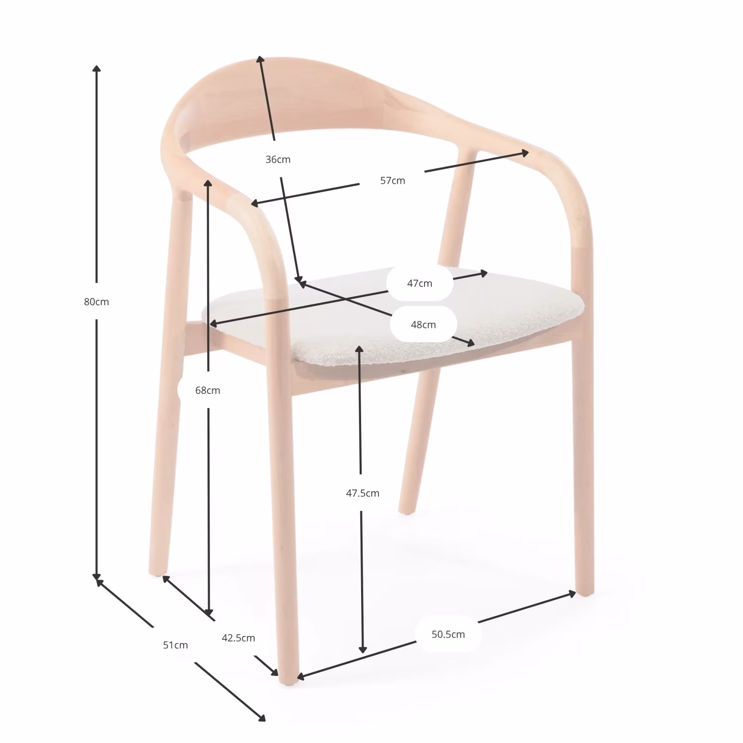 Warsow Nordic Sedia da pranzo in legno naturale | Design elegante e confortevole