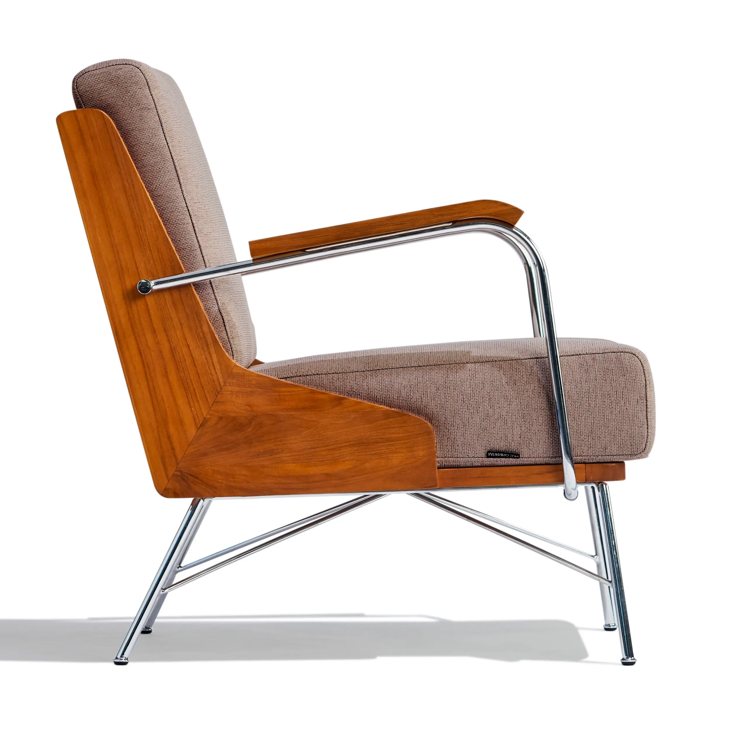 Industrial Daneu armchair upholstered in cotton-Wooden armchair-Mueble Design