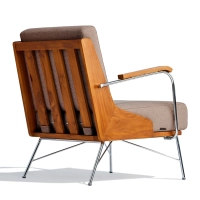 Industriële Daneu fauteuil bekleed met katoen-Houten fauteuil- pictogram mobiel