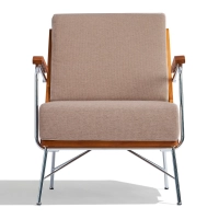 Poltrona Daneu Industrial estofada em algodão-Poltrona de madeira-Mueble Design