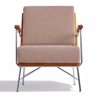 Poltrona industriale Daneu rivestita in cotone-Poltrona in legno-Mobilie Design