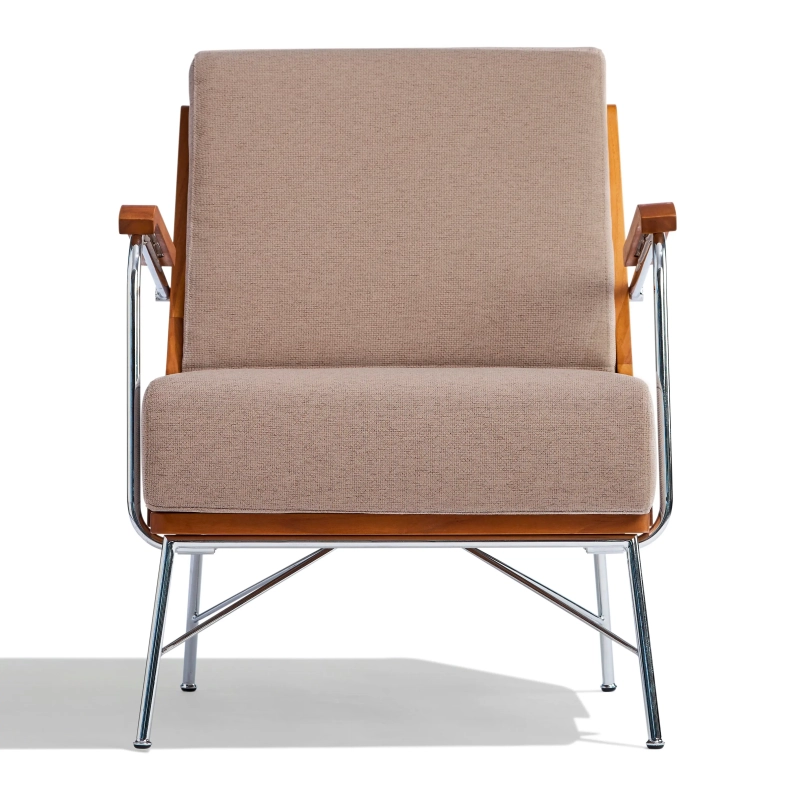 Poltrona industriale Daneu rivestita in cotone-Poltrona in legno-Mobilie Design