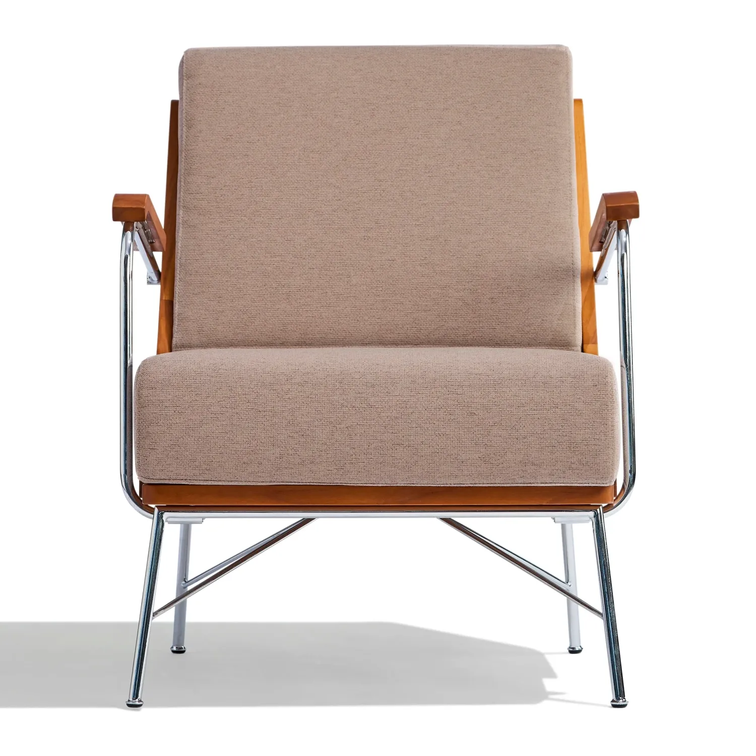 Poltrona industriale Daneu rivestita in cotone-Poltrona in legno-Mobilie Design